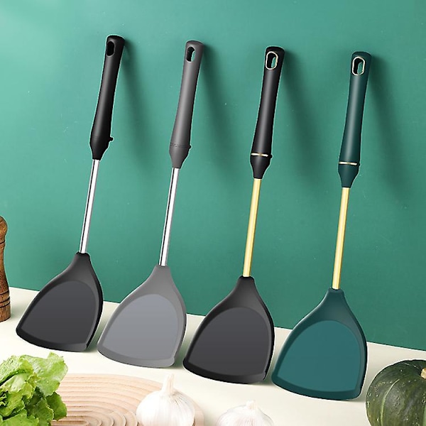 Silikonsköksredskap, Spatel i rostfritt stål, Non-stick-spatel, Köksredskap 1 st - grå)