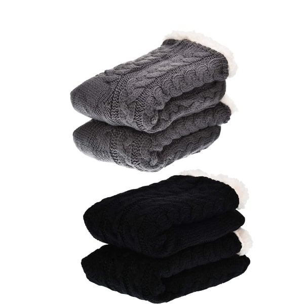 2 Par Dame Varme Slippersokker Jule Fuzzy Sokker Fleeceforet Antislip Slippersokker, One Size