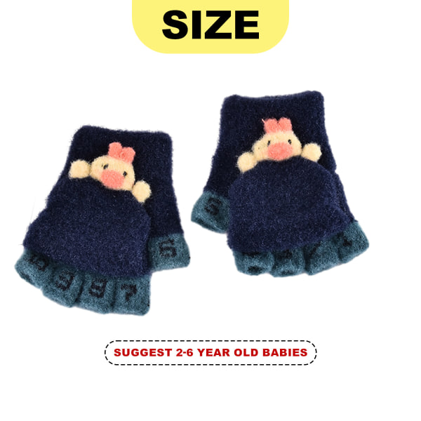 Cartoon Convertible Flip Top Gloves Toddler Kids Winter Wool