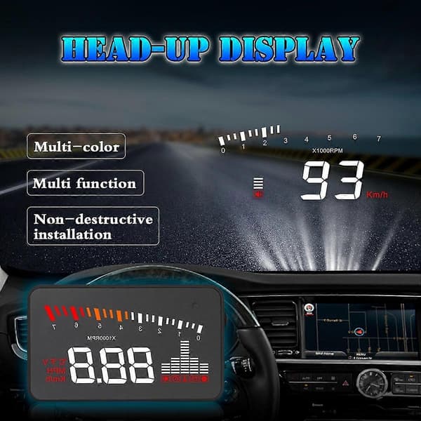 X5 Bil Hud Obd Ii Head-up Display Hastighedsadvarselssystem Projektor Forrude Auto Elektronisk Vol