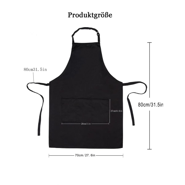 2 stk. sorte forklæder - 70*80cm - restaurant forklæde