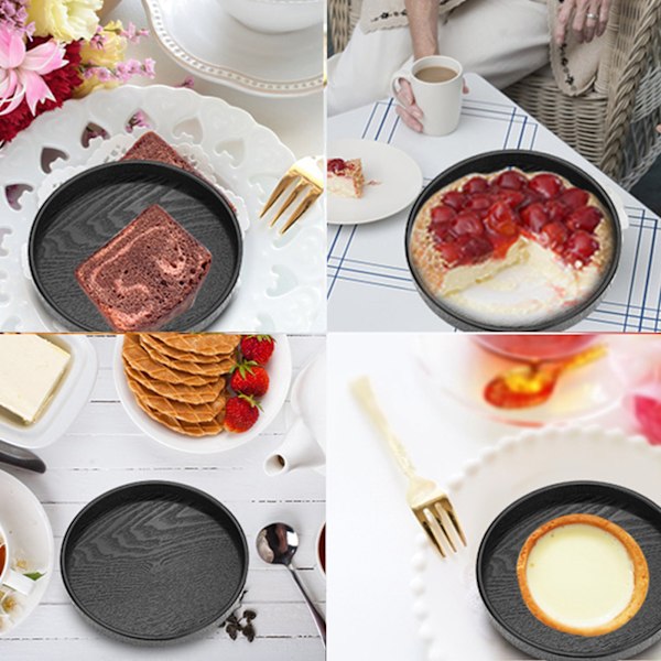 Rund Serveringsbrett i Massivt Tre for Te, Kaffe, Snacks, Mat, Restaurant, 27cm