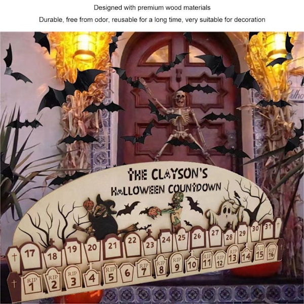 Spöklik Halloween Adventskalender, Genial Design Nedräkningskalender i Trä med Mjuk Form, Exceptionellt Hantverk för Klassrumsdekor