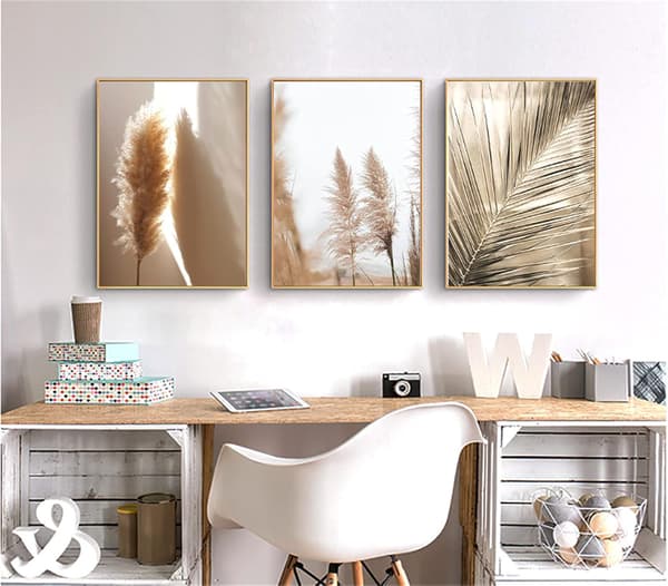 Set med 3 Premium Affischer, Oramade Beige, Pampasgräs, Modern Pi