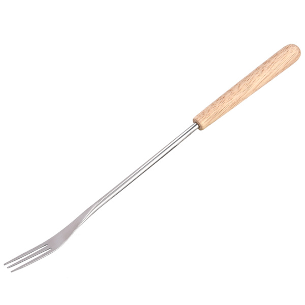 26,5 cm trähandtag grillgaffel grillspett spett för camping picknick