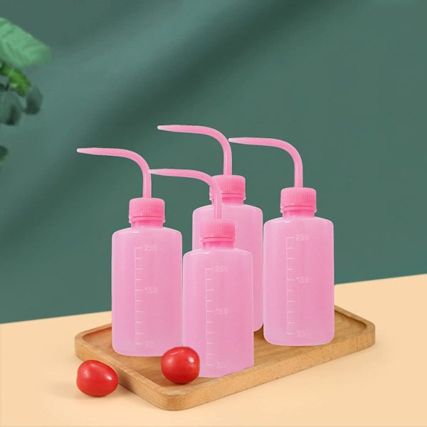 4-pack 250 ml tvättflaska i plast, tatueringstvättflaska, vattenspruta, klämflaska, diffusorflaska, matdispenser, salladsflaska, syltflaska
