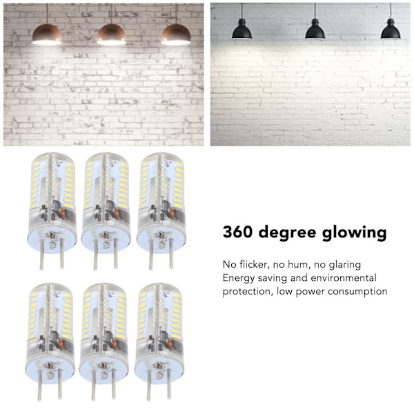 6 st GY6.35 LED-lampor 5W AC 12V Varmvitt 2700 till 3000K Vitt 6000 till 6500K 500LM 72LED-lampor för hemmakontor Ren vit