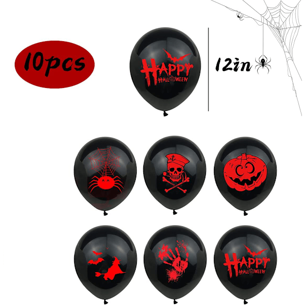 Skräcktema, Festivalballonger Kit 12 Tum Väggdekoration, Latexmaterial Halloweenfest Dekor Takdekoration Säker Latex Läskig Atmosfär