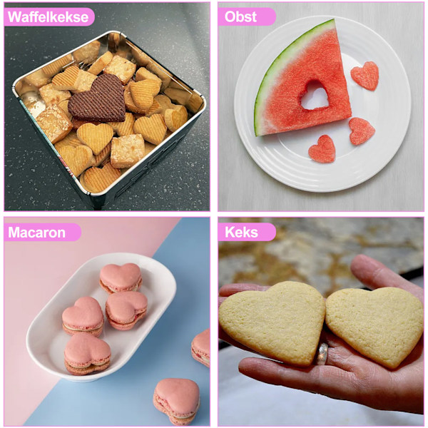 7 st kärleksformar i rostfritt stål för kakor