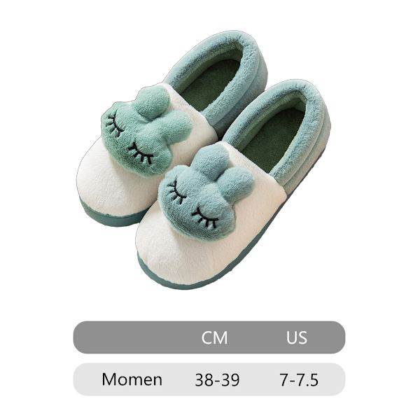 Kaninslippers för kvinnor, fluffiga, söta, djur, minnesskum, inomhus