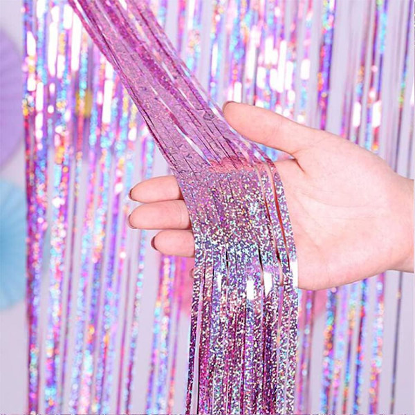Glittergardin i folie med fransar, 4 stycken, 1x2,5 m