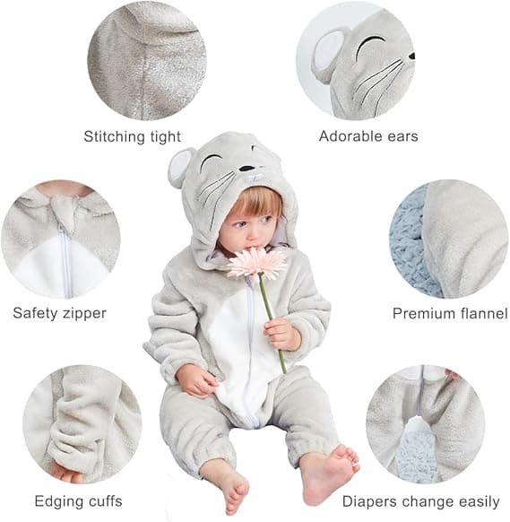 (A) Egnet til højde 80cm Unisex Vinter Baby Rompers 3-36 Måneder