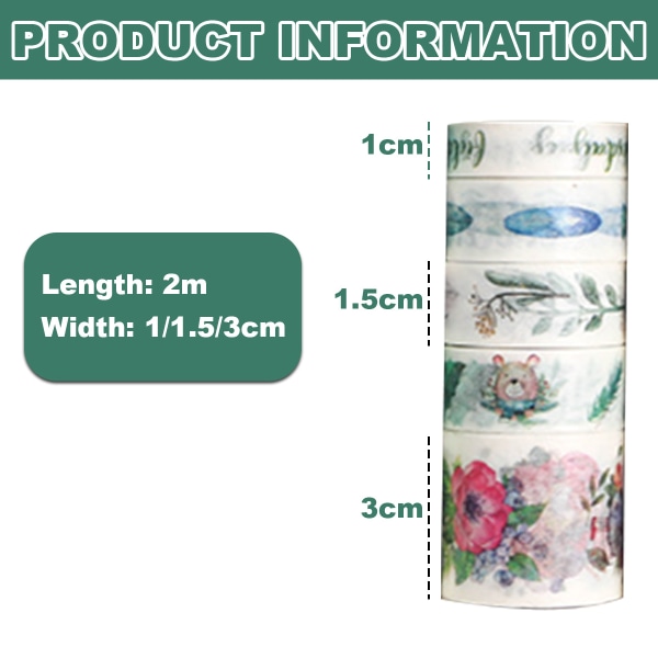 20 Ruller Vintage Washi Tape Sæt, Landskab Naturlig Ferie