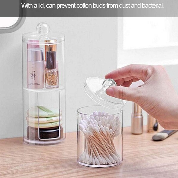 3 stk. Små Bomuldsvatpind-Kuglepudeholder, 10 Oz Apotekerglas Klar Makeup Organizer, Badeværelsesbeholdere Dispenser