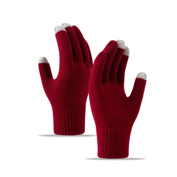 Vinrøde Vinter Touchscreen Hansker Stretch Strikk Touchscreen Hanske