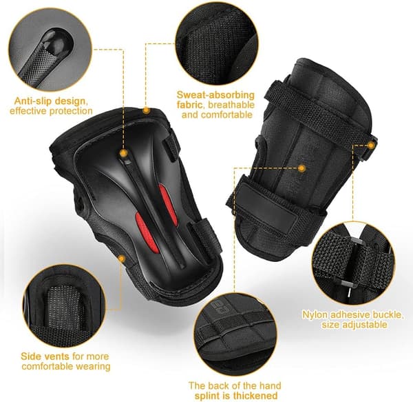 Handledsskydd set, 2 delar handskridskoskydd skyddsutrustning justerbara handledsskydd handledsstöd scooterhandskar för barn tonåringar vuxna