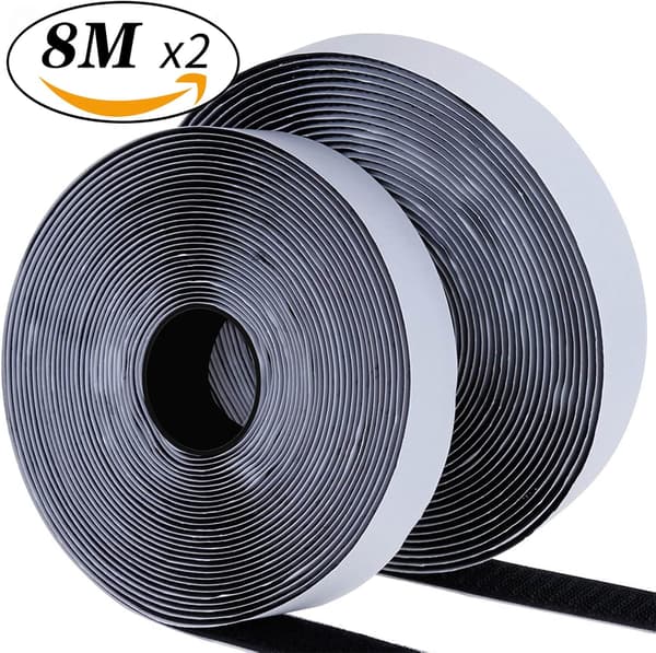 Självhäftande kardborreband - svart*Yta 20 mm*8 m