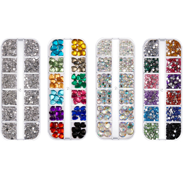 Nail Art Rhinestones， Crystal Flatback runda glasädelstenar， för naglar Kläder Skor Väskor Dekoration style 4