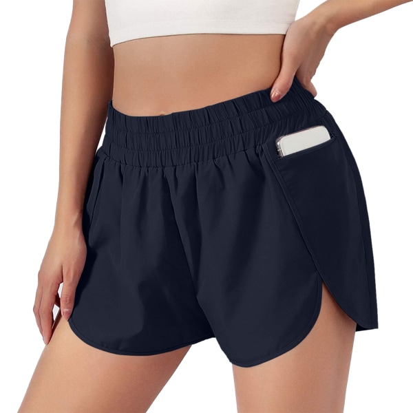 Womens Quick-Dry Running Shorts Sport Layer Elastic Waist Active