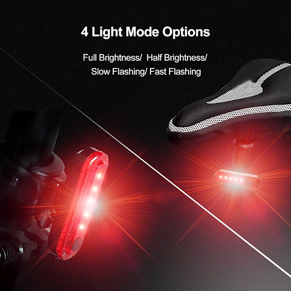 USB-ladattava LED-pyörän takavalo, 2 kpl, kirkas pyörän takavalo