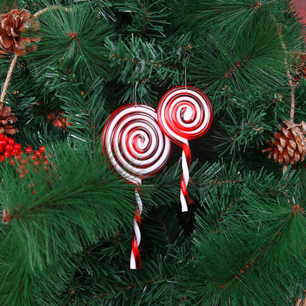 Kreativa polkagrisar, julgransdekorationer med pepparmint för glädjefylld feststämning, återanvändbara juldekorationer för inom- och utomhusmiljöer (5 stycken)