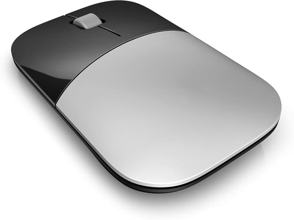 Silvergrå, trådlös mus (1200 dpi, blå LED-teknik, USB p
