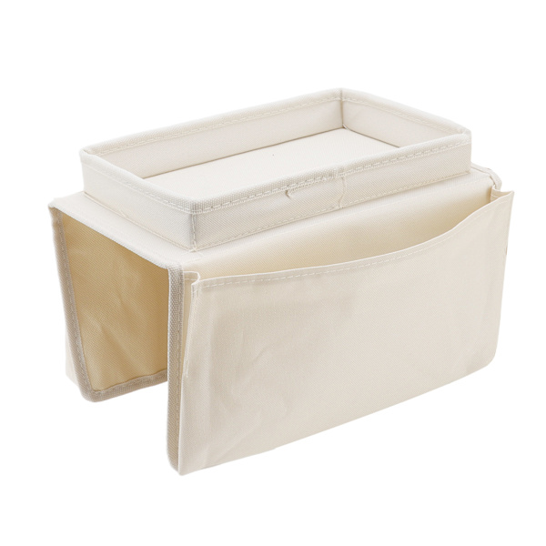 Sofa Bakke Foldbar Arm Opbevaring Holder Bord 600D Oxford Klud Sidelommer til Sofa, Beige