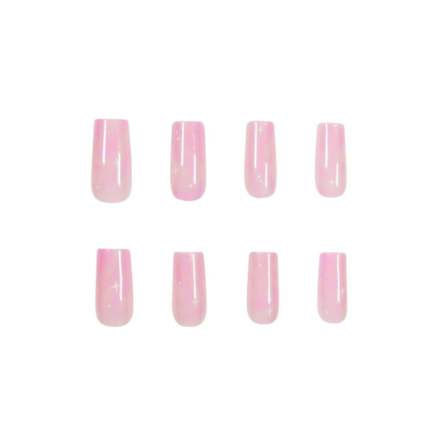 Tryk-på Negle Medium Kiste Akryl Falske Negle Fuld Dækning Pink Falske Negle til Kvinder og Piger 24 stk