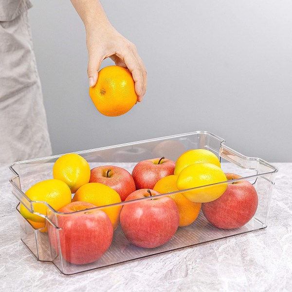 8-pack transparenta stapelbara förvaringslådor i plast för kylskåp