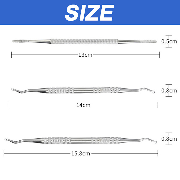 3 stk. innvokste tåneglverktøy, tåneglfil og løftere, trygt neglbehandling pedikyrverktøysett under neglrenser smertelindring