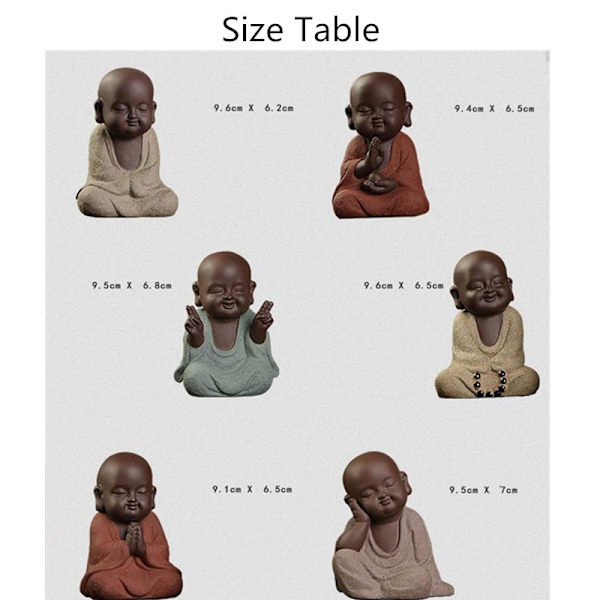 Buddha-statuer, liten munk, sandfarget keramikk, for hjemmet, klubb, geomantisk
