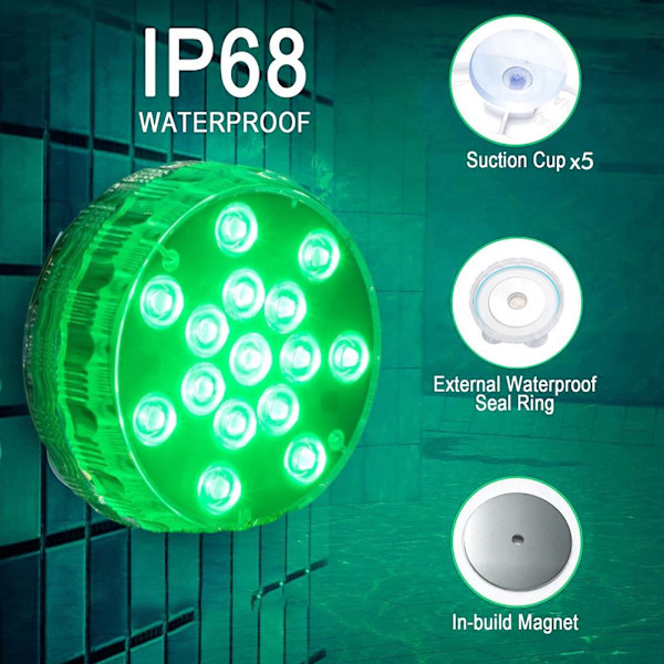 15 LED Vandtætte Pool Lys 16 Farver Under Vand Pond Lys med Sugkopper IP68 Vandafvisende Badekar Lys til Springvand Akvarier