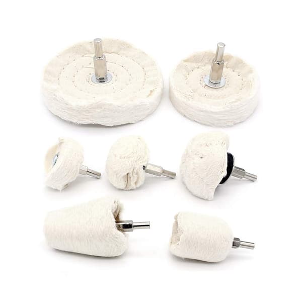 Yuhtech Poleringshjul för Borrmaskin, 7 st 6mm Skaft Bomullspolering
