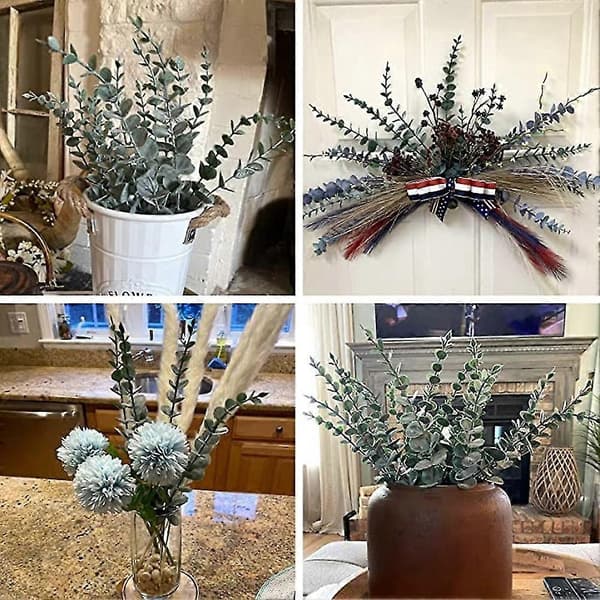 60 stk. Eukalyptus Stængler Dekor Kunstige Eukalyptusblade Falske Grene Til Bryllups Blomsterarrangement