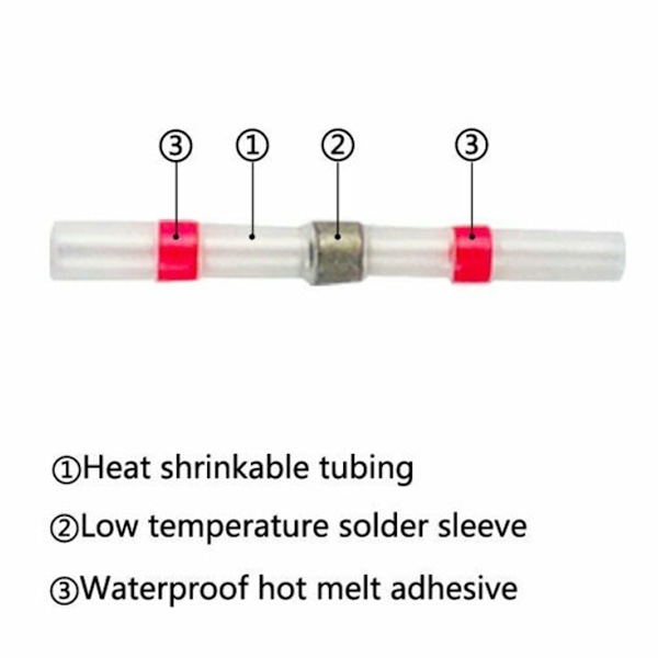 Lefou 50 st elektriska terminaler löd värmekrympslang elektriska kopparterminaler, kabelkontakt, röd Lefou