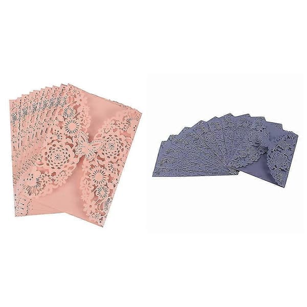 20 stk Sommerfugl Romantiske Bryllupsfest Invitationskort For Bryllup, 10 stk Rosa & 10 stk Sølv