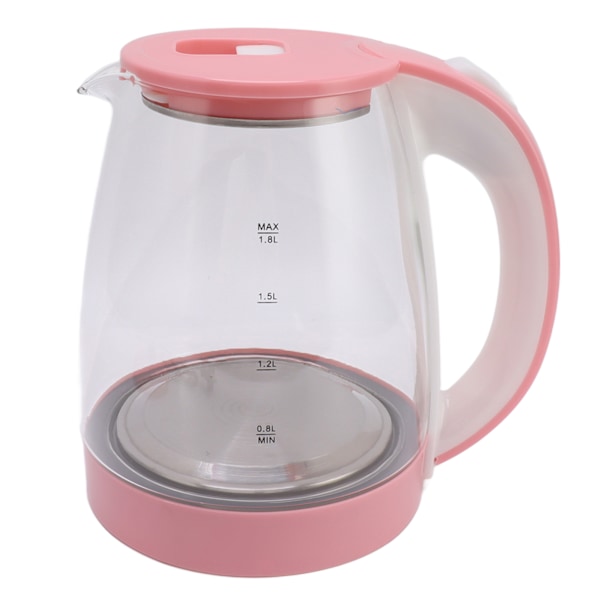 1800W Elektrisk Vandkoger 2L Varmt Vandkeddel Bred Åbning Glas Tekande Automatisk Afbrydelse Tørkogningsbeskyttelse EU Stik 220V Pink