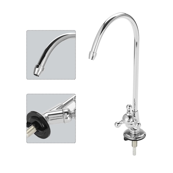 Elegant Design Dricksvattenkran, Krompläterad Rostfri Stål Omvänd Osmos Kran, Kompatibel Med Vattenfiltersystem Under Diskbänk Och