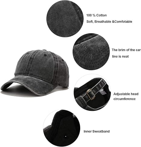 3-pak Baseball Cap Vintage Distressed Lav Profil Ustruktureret