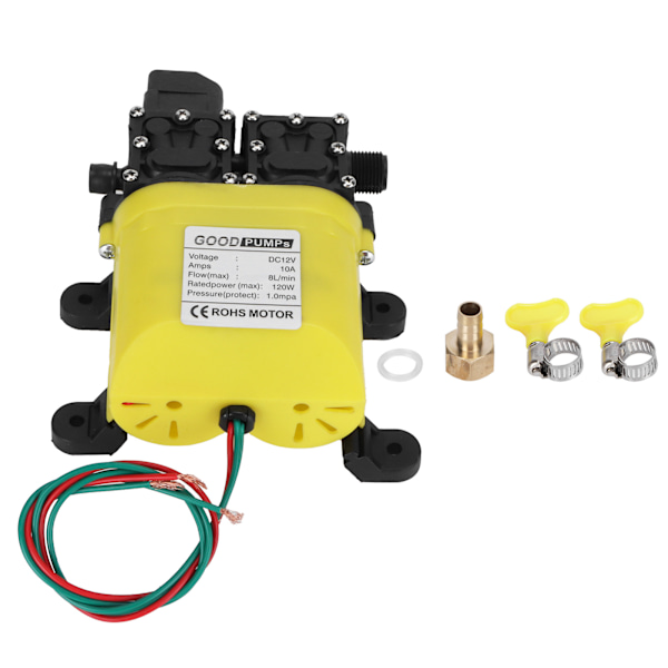 12V 120W 8L Membranpumpe med Kobberforbindelse Automatisk Vandindsprøjtningspumpe