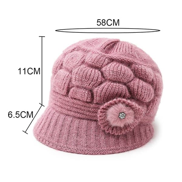 Luer Vinterlue med brem Varm Strikket pink