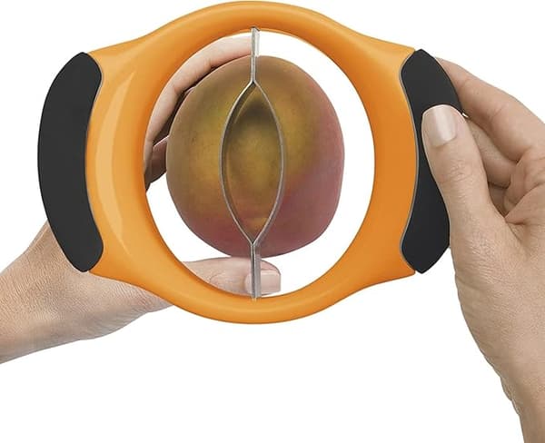 Gul og svart, mangokutter – Fruktkutter i rustfritt stål