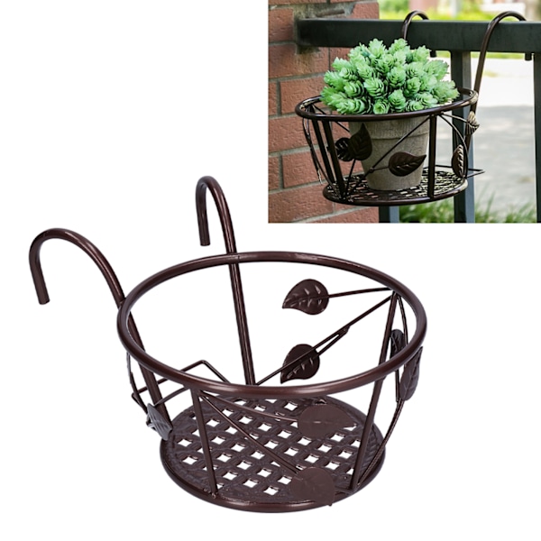 Hängande blomkruka i smidesjärn, elegant och konstnärlig touch för trädgårdsinredning som en dekorativ blomställning, brons, utrymmeseffektiv