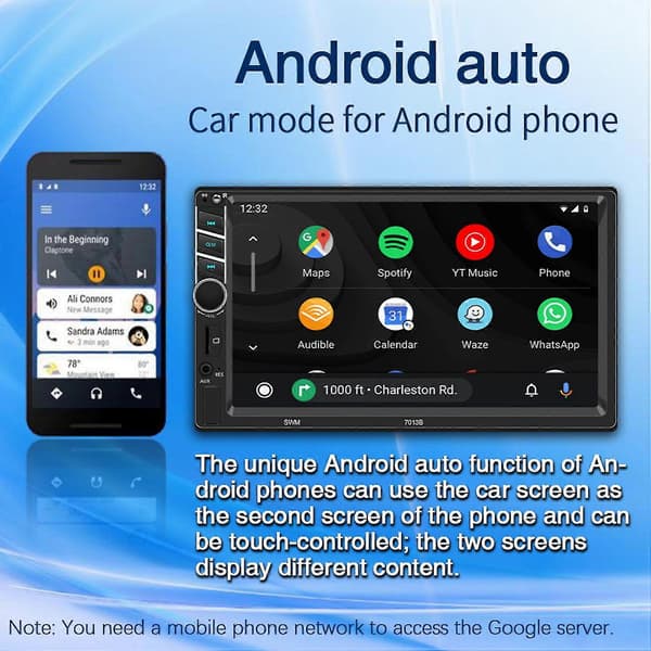 2 Din 7 Tommer Bilradio Bil Stereo Bluetooth Mp5 Afspiller Med Carplay Android Auto Usb Fm Touch Skærm
