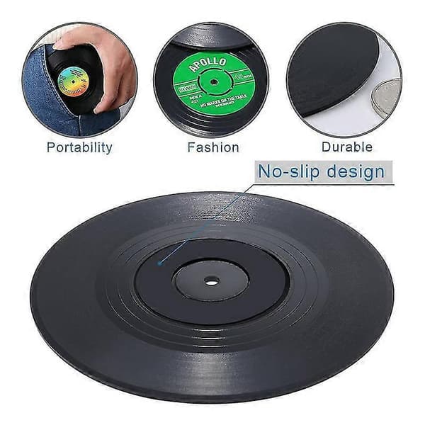 Platespillbrikker for drikke, nyhet 6 stk vinylplatebrikker, effektiv beskyttelse av skrivebordet