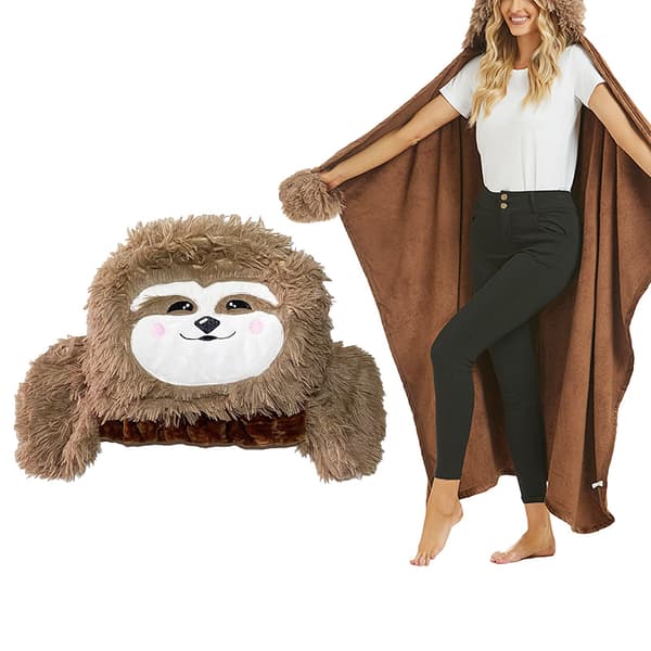 Gaver til kvinner, bærbart teppe for kvinner, mørkebrunt dovendyrgave til kvinner, sofateppe dovendyrteppe varmt koseteppe fluffy, teppe med hatt