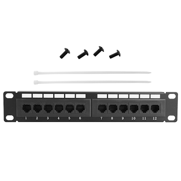 UTP 12-ports kabelstativ CAT6 RJ45 Ethernet nettverksdata patchpanel uten brakett