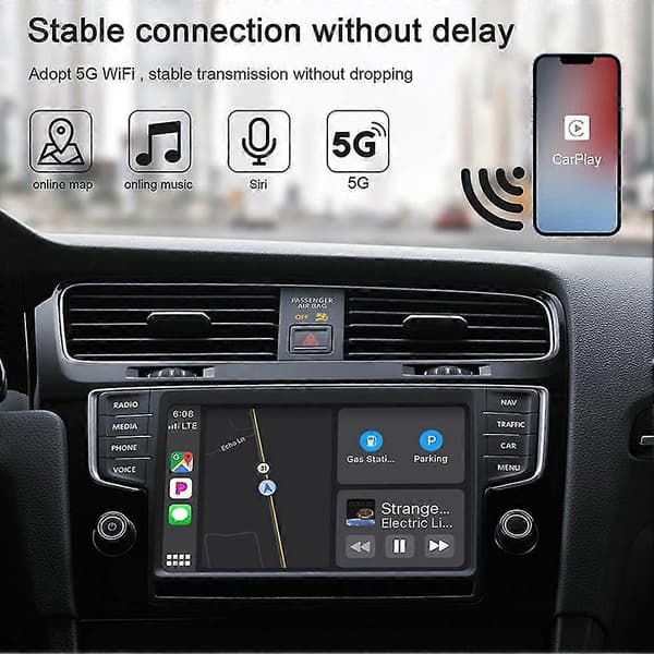Langaton Carplay -sovitin Ai Box autoon, langaton Auto-autosovitin USB Plug Play 5 GHz automalleille