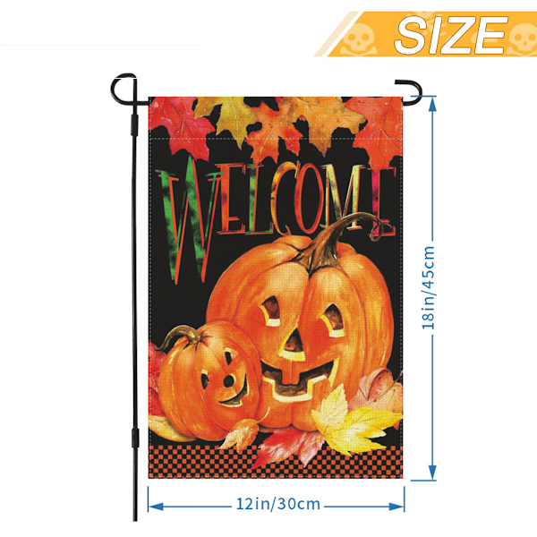 Vertikal flagg med Halloween-gresskar - 12 x 18 tommer
