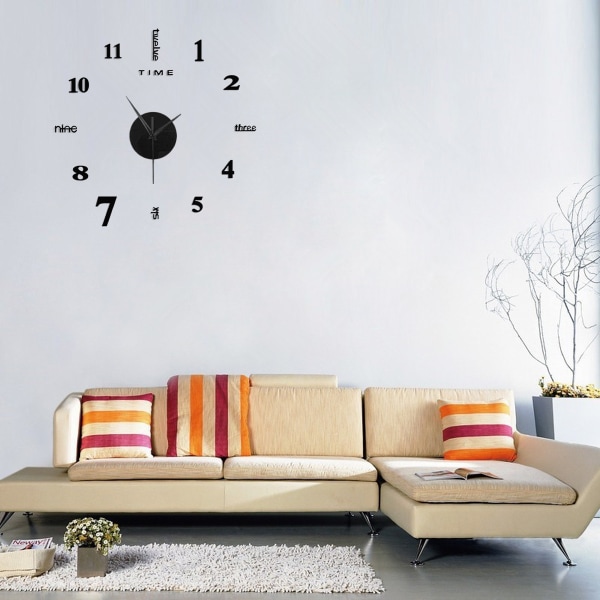DIY Veggklokke, 3D Rammeløs Veggklokke, Moderne Design Dekor